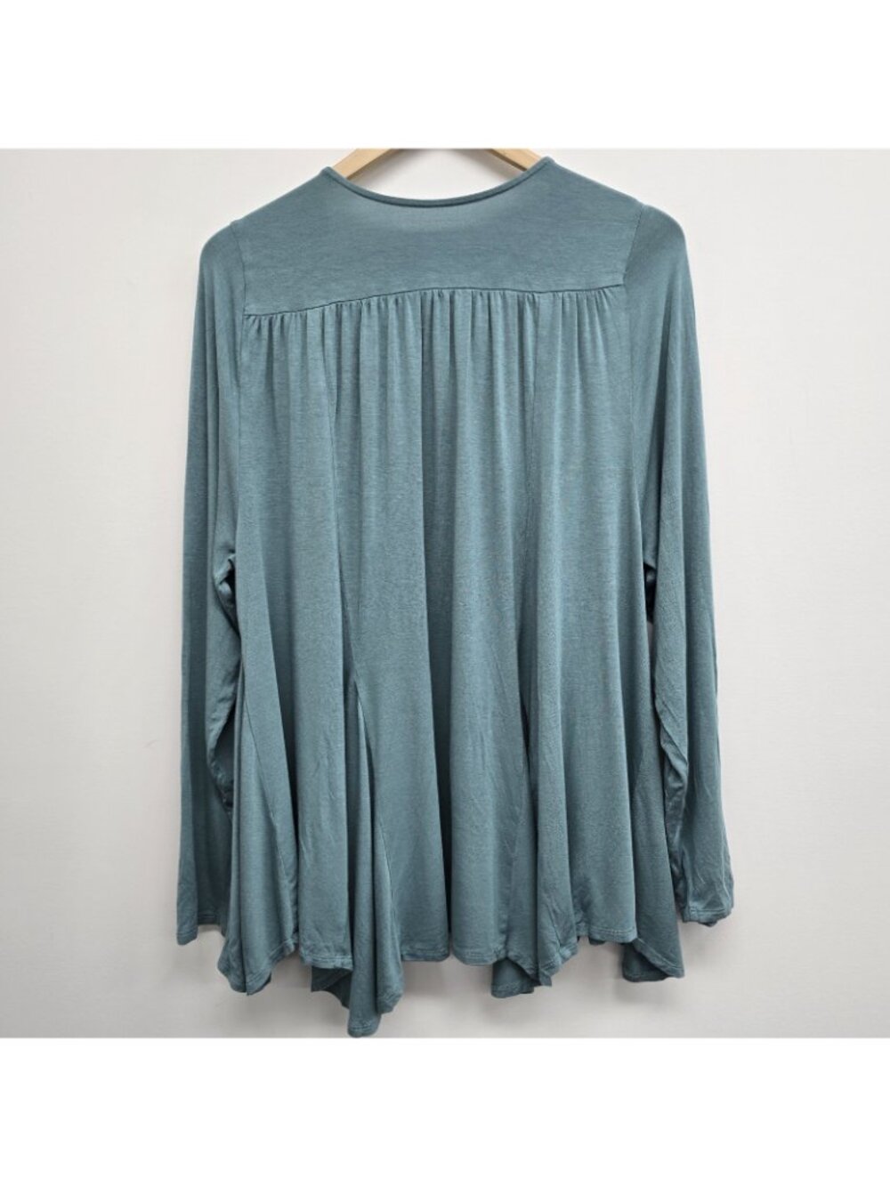 Soft Surroundings Open Front Cardigan Size 1X Draped Flowy Asymmetrical Stretch - Picture 2 of 6